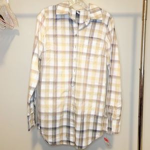 Free People Button Front Plaid Tunic S